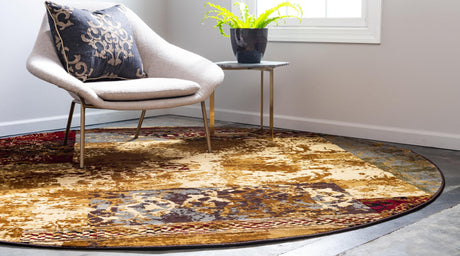 Beige 7' 10 x 7' 10 Barista Round Area Rug 100% Polypropylene Abstract Modern Geometric Carpet for Living Room Dining Office Dorm Room Decor for Sale at Rug Engine