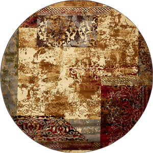 Beige 7' 10 x 7' 10 Barista Round Area Rug 100% Polypropylene Abstract Modern Geometric Carpet for Living Room Dining Office Dorm Room Decor for Sale at Rug Engine