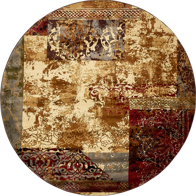 Beige 7' 10 x 7' 10 Barista Round Area Rug 100% Polypropylene Abstract Modern Geometric Carpet for Living Room Dining Office Dorm Room Decor for Sale at Rug Engine