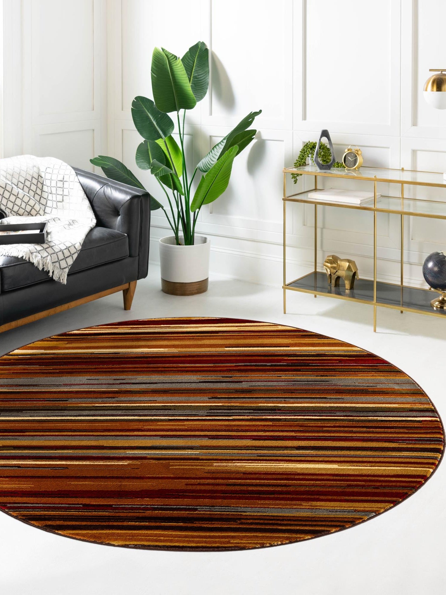 Beige 5' 3 x 5' 3 Barista Round Area Rug 100% Polypropylene Abstract Modern Geometric Carpet for Living Room Dining Office Dorm Room Decor for Sale at Rug Engine