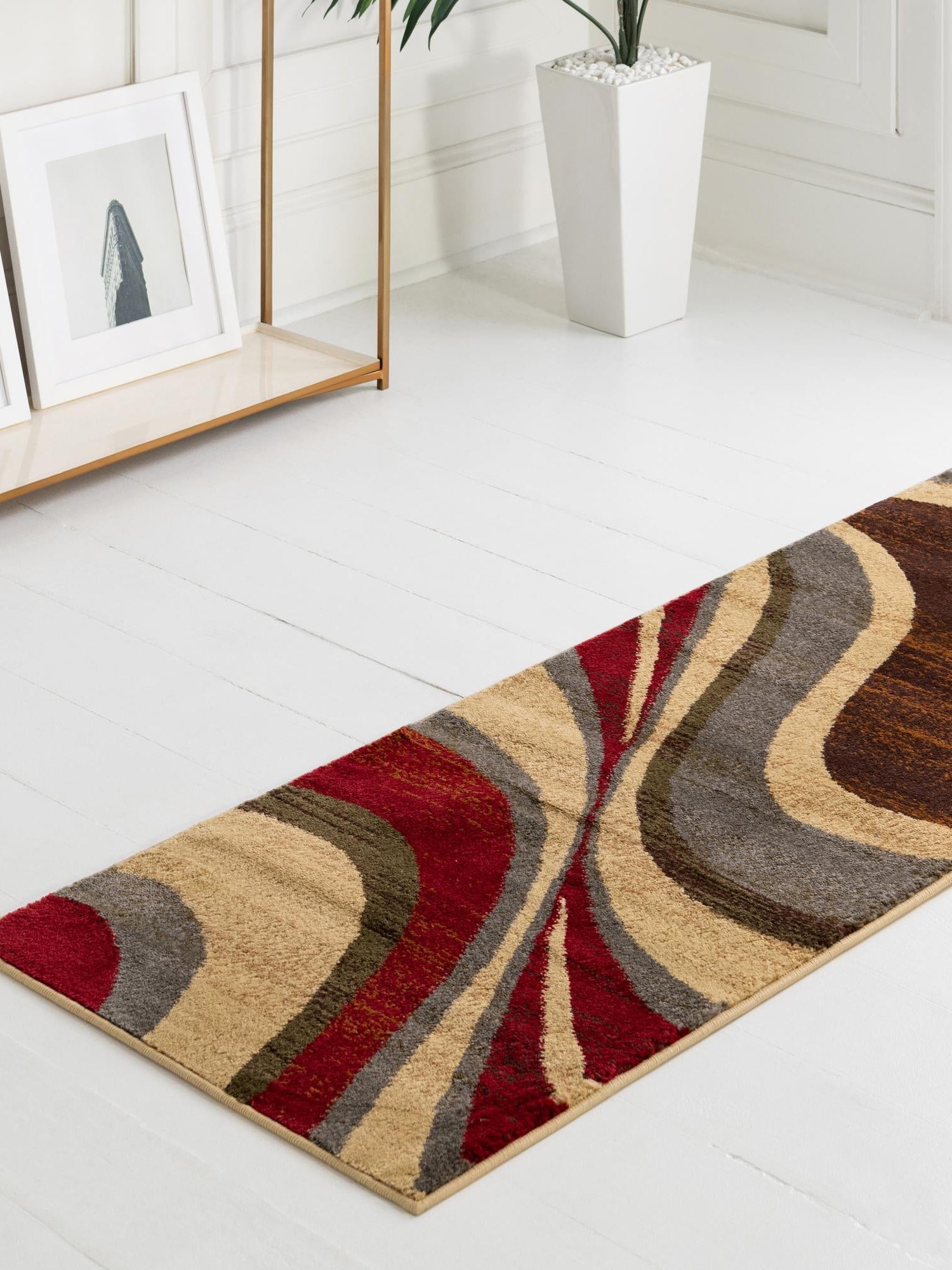 Beige 2' x 4' 1 Barista Runner Area Rug 100% Polypropylene Abstract Modern Geometric Carpet for Living Room Dining Office Dorm Room Decor for Sale at Rug Engine