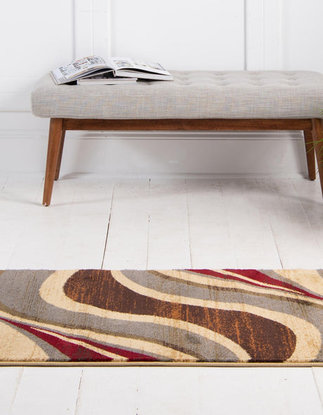 Beige 2' 2 x 10' Barista Runner Area Rug 100% Polypropylene Abstract Modern Geometric Carpet for Living Room Dining Office Dorm Room Decor for Sale at Rug Engine