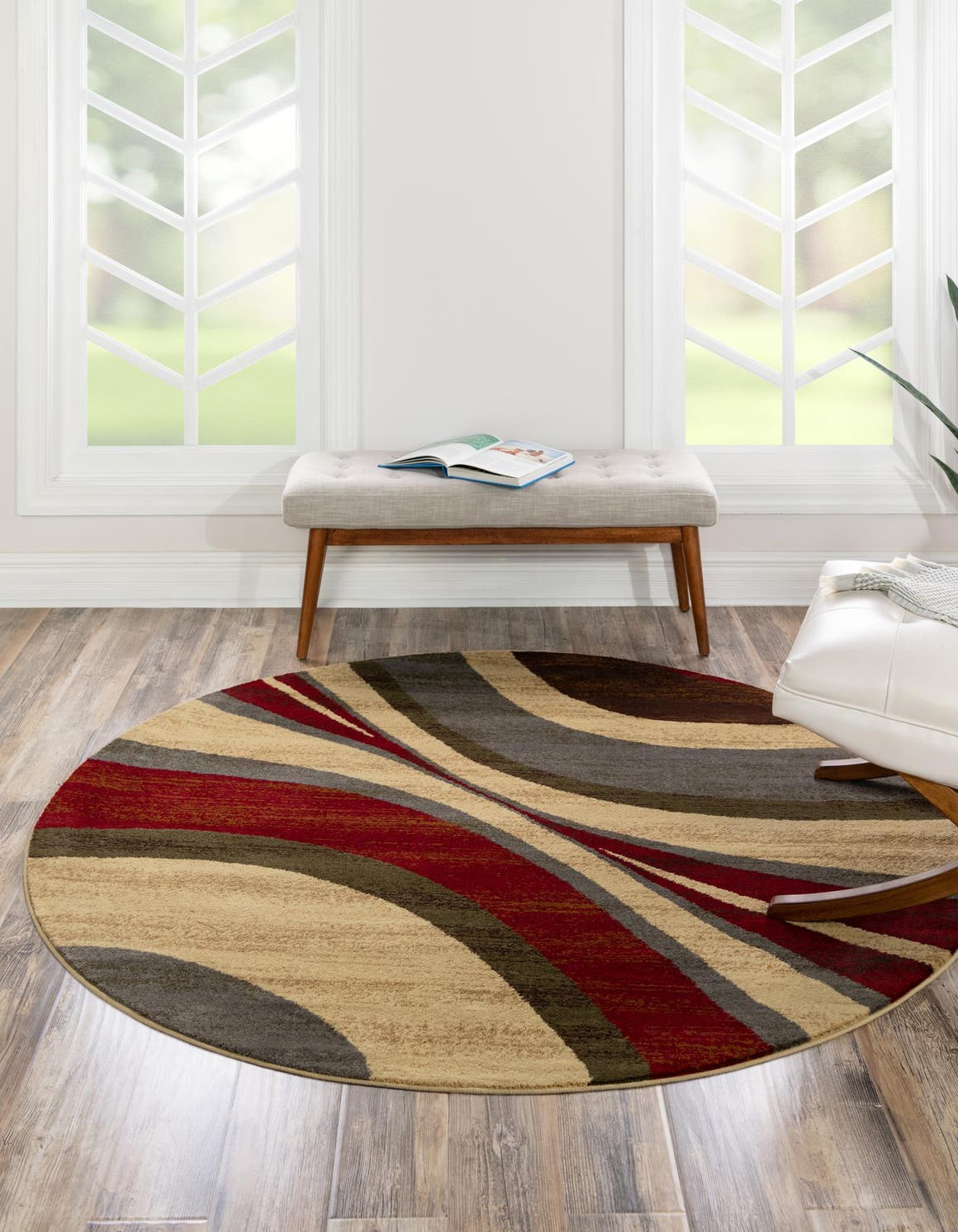Beige 4' 1 x 4' 1 Barista Round Area Rug 100% Polypropylene Abstract Modern Geometric Carpet for Living Room Dining Office Dorm Room Decor for Sale at Rug Engine