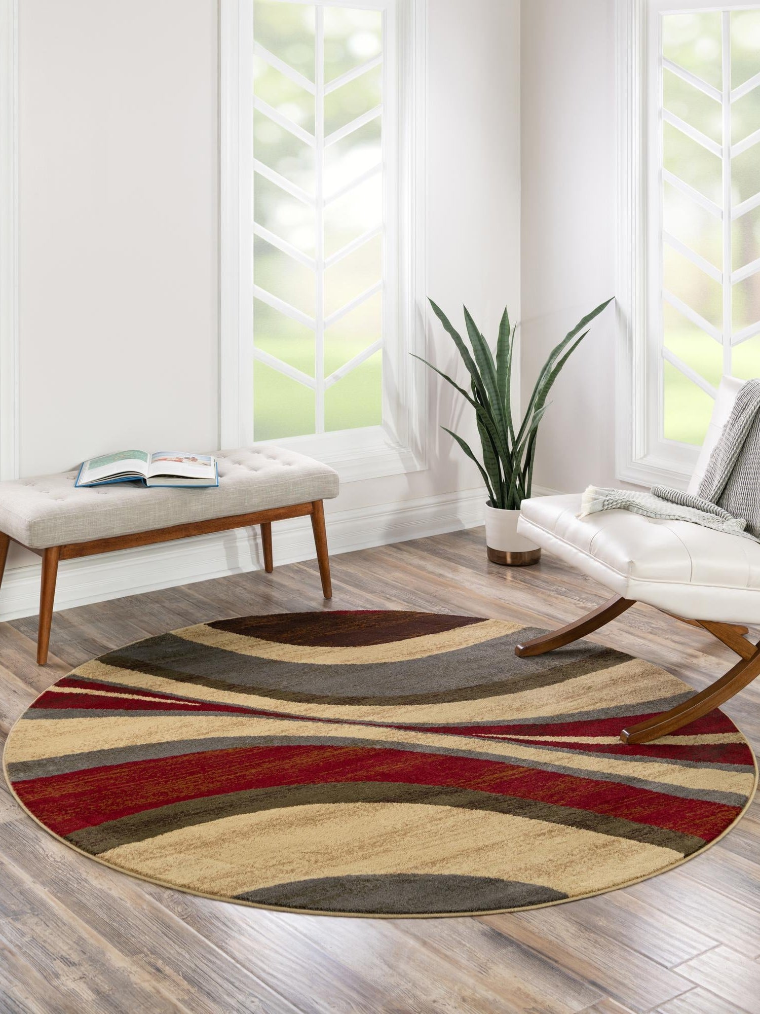 Beige 4' 1 x 4' 1 Barista Round Area Rug 100% Polypropylene Abstract Modern Geometric Carpet for Living Room Dining Office Dorm Room Decor for Sale at Rug Engine