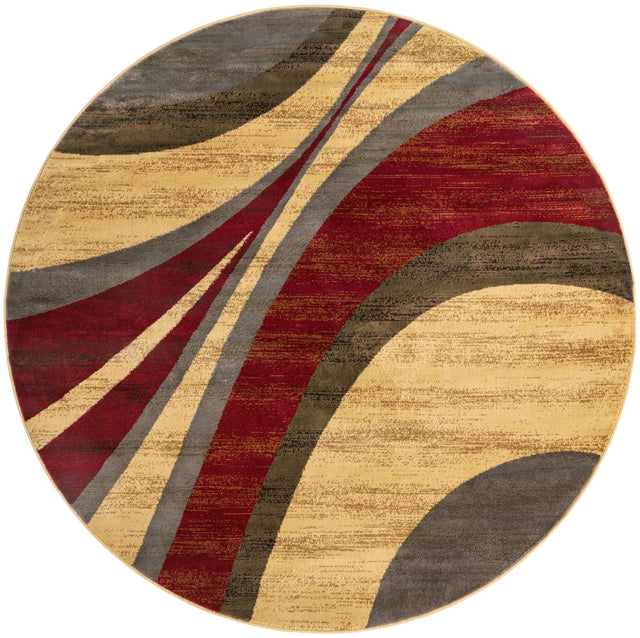 Beige 7' 10 x 7' 10 Barista Round Area Rug 100% Polypropylene Abstract Modern Geometric Carpet for Living Room Dining Office Dorm Room Decor for Sale at Rug Engine