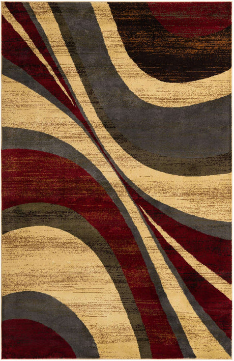Beige 5' 3 x 8' Barista Rectangle Area Rug 100% Polypropylene Abstract Modern Geometric Carpet for Living Room Dining Office Dorm Room Decor for Sale at Rug Engine