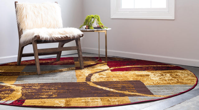 Multicolor 7' 10 x 7' 10 Barista Round Area Rug 100% Polypropylene Abstract Modern Geometric Carpet for Living Room Dining Office Dorm Room Decor for Sale at Rug Engine