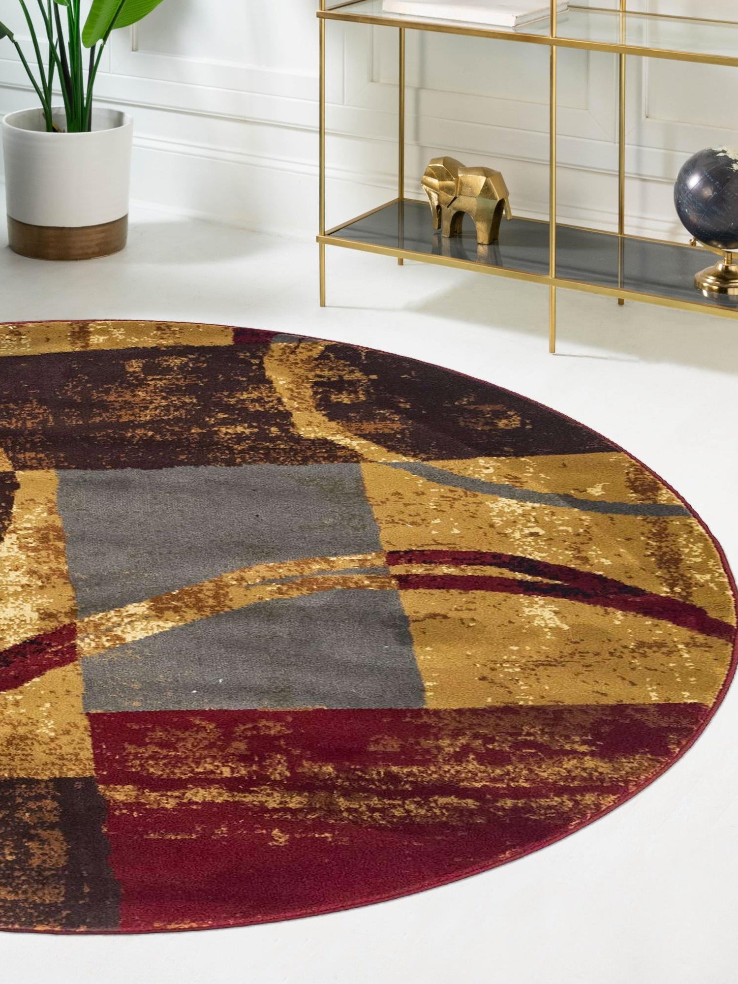 Multicolor 10' x 10' Barista Round Area Rug 100% Polypropylene Abstract Modern Geometric Carpet for Living Room Dining Office Dorm Room Decor for Sale at Rug Engine