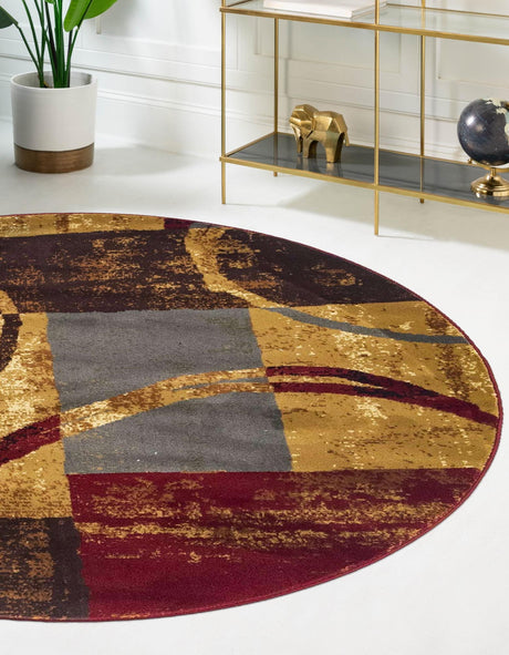 Multicolor 10' x 10' Barista Round Area Rug 100% Polypropylene Abstract Modern Geometric Carpet for Living Room Dining Office Dorm Room Decor for Sale at Rug Engine