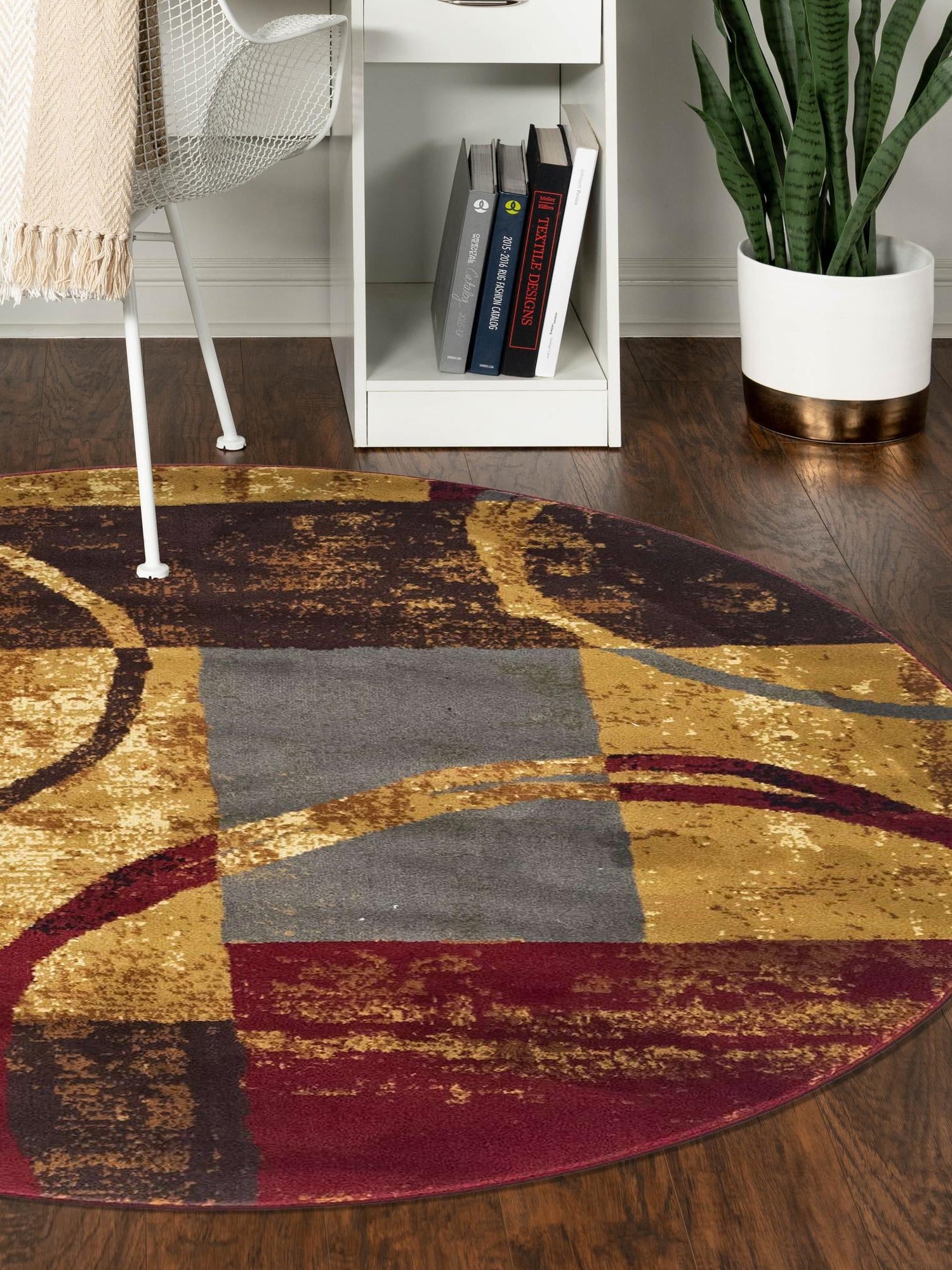 Multicolor 10' x 10' Barista Round Area Rug 100% Polypropylene Abstract Modern Geometric Carpet for Living Room Dining Office Dorm Room Decor for Sale at Rug Engine