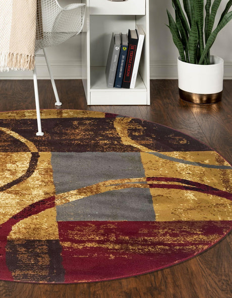 Multicolor 7' 10 x 7' 10 Barista Round Area Rug 100% Polypropylene Abstract Modern Geometric Carpet for Living Room Dining Office Dorm Room Decor for Sale at Rug Engine