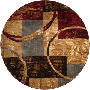 Multicolor 7' 10 x 7' 10 Barista Round Area Rug 100% Polypropylene Abstract Modern Geometric Carpet for Living Room Dining Office Dorm Room Decor for Sale at Rug Engine