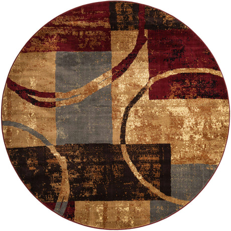Multicolor 7' 10 x 7' 10 Barista Round Area Rug 100% Polypropylene Abstract Modern Geometric Carpet for Living Room Dining Office Dorm Room Decor for Sale at Rug Engine