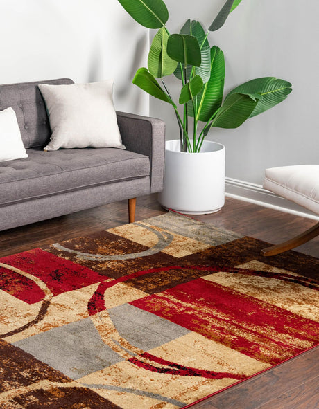 Multicolor 7' 1 x 10' Barista Rectangle Area Rug 100% Polypropylene Abstract Modern Geometric Carpet for Living Room Dining Office Dorm Room Decor for Sale at Rug Engine