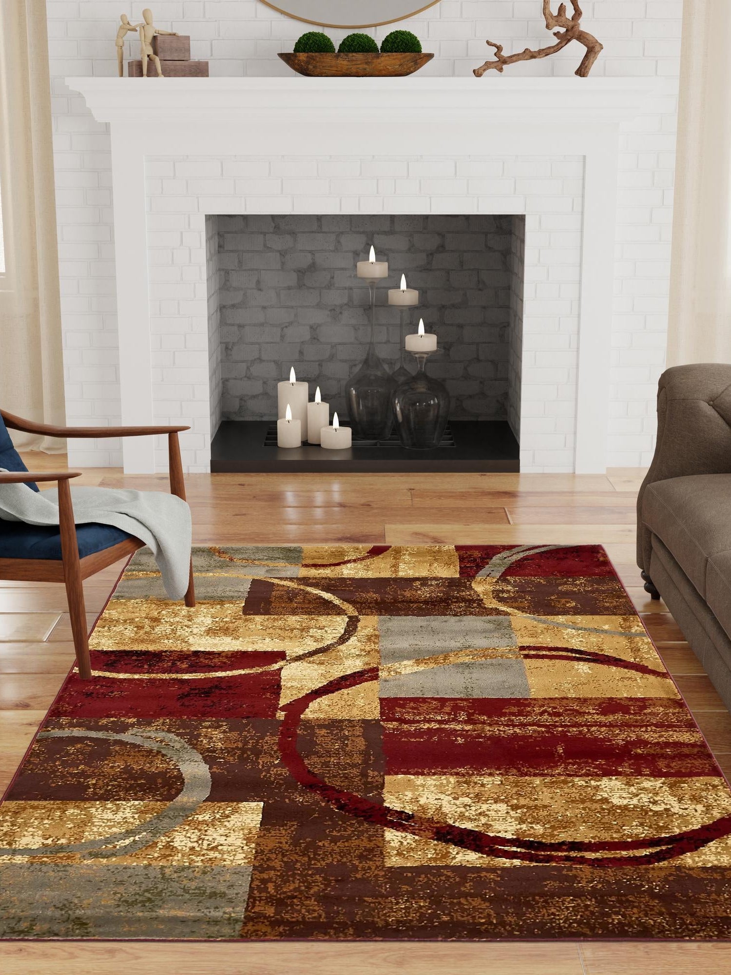 Multicolor 7' 1 x 10' Barista Rectangle Area Rug 100% Polypropylene Abstract Modern Geometric Carpet for Living Room Dining Office Dorm Room Decor for Sale at Rug Engine