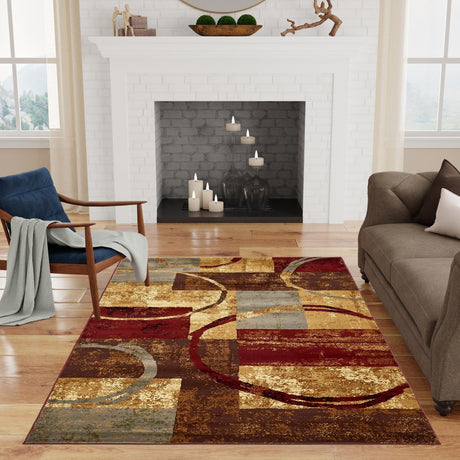 Multicolor 4' 1 x 6' 1 Barista Rectangle Area Rug Discounted Clearance Final Sale 100% Polypropylene Abstract Modern Geometric Carpet for Living Room Dining Office Dorm Room Decor for Sale at Rug Engine