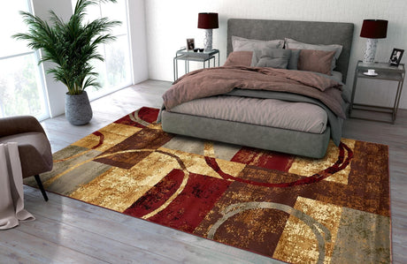 Multicolor 7' 1 x 10' Barista Rectangle Area Rug 100% Polypropylene Abstract Modern Geometric Carpet for Living Room Dining Office Dorm Room Decor for Sale at Rug Engine