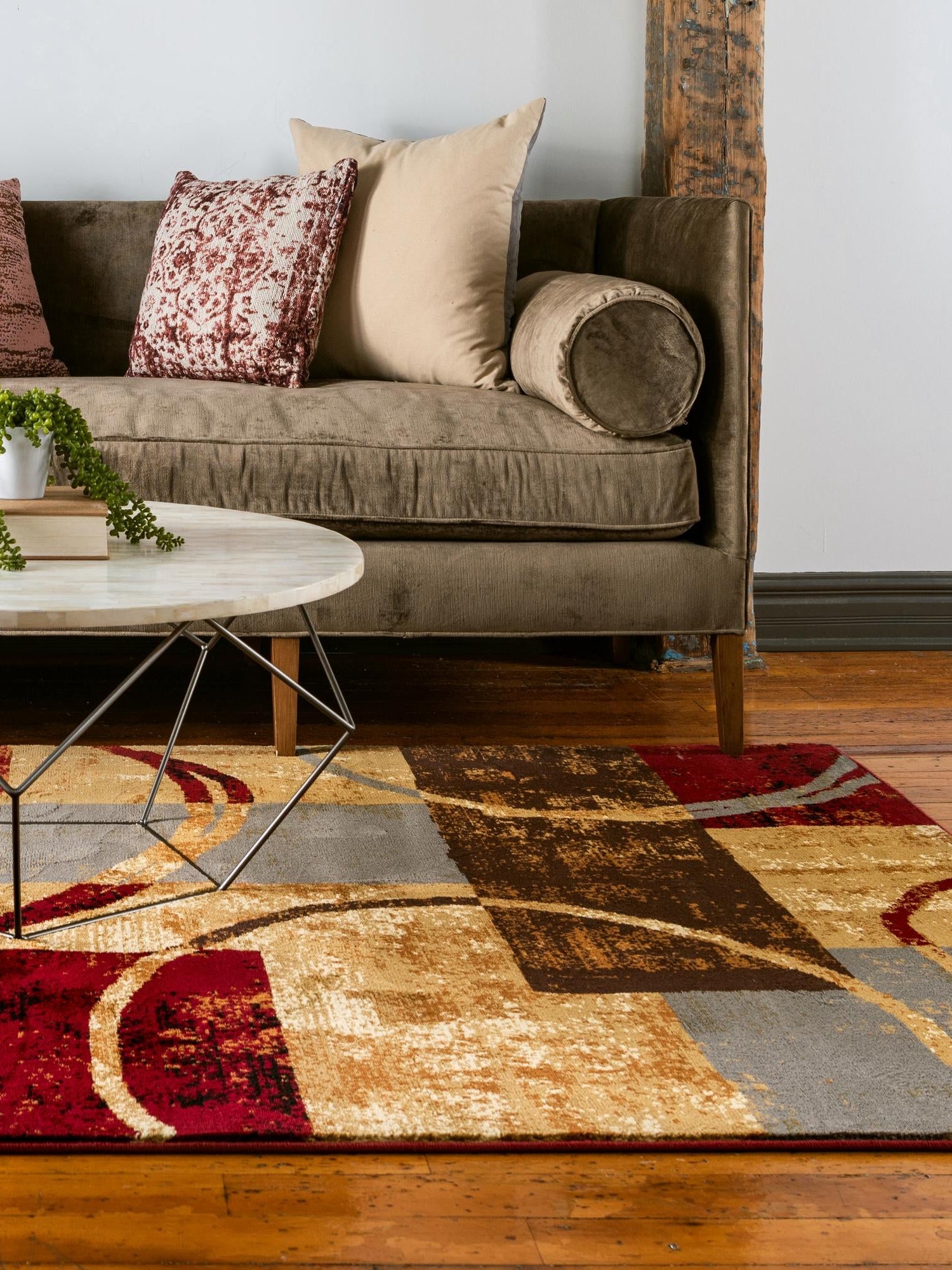 Multicolor 7' 1 x 10' Barista Rectangle Area Rug 100% Polypropylene Abstract Modern Geometric Carpet for Living Room Dining Office Dorm Room Decor for Sale at Rug Engine