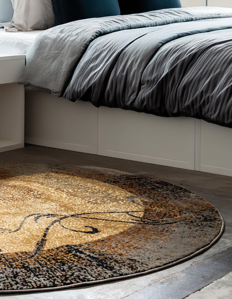 Beige 4' 1 x 4' 1 Barista Round Area Rug 100% Polypropylene Abstract Modern Geometric Carpet for Living Room Dining Office Dorm Room Decor for Sale at Rug Engine