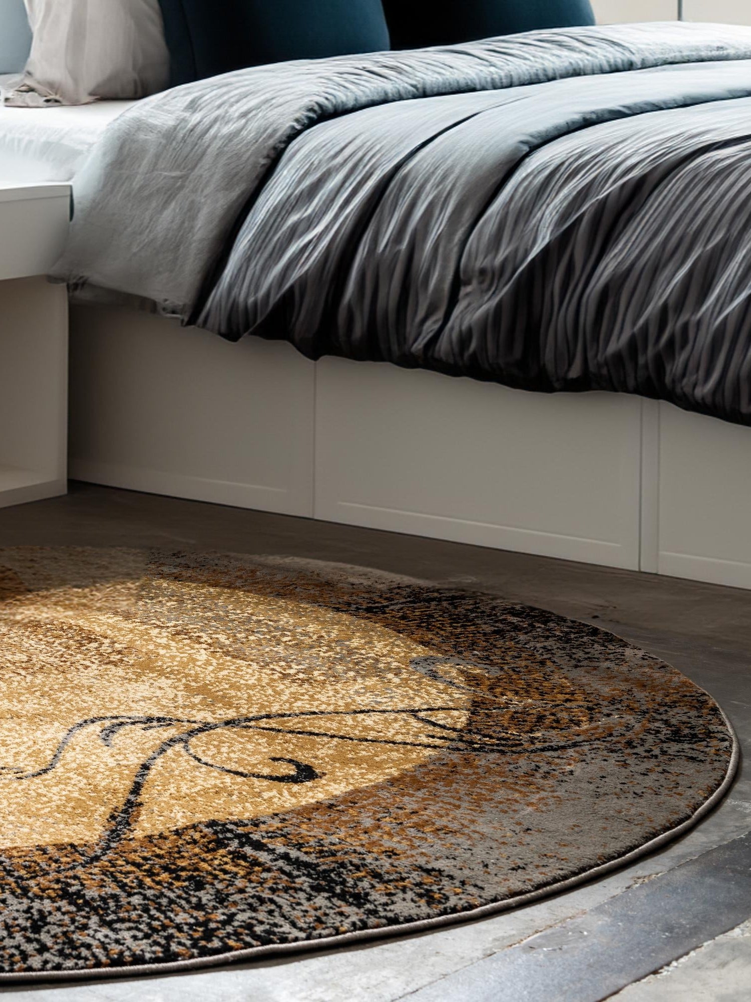 Beige 6' 1 x 6' 1 Barista Round Area Rug 100% Polypropylene Abstract Modern Geometric Carpet for Living Room Dining Office Dorm Room Decor for Sale at Rug Engine