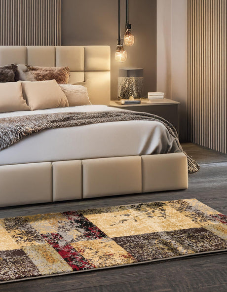 Beige 2' 7 x 10' Barista Runner Area Rug 100% Polypropylene Abstract Modern Geometric Carpet for Living Room Dining Office Dorm Room Decor for Sale at Rug Engine