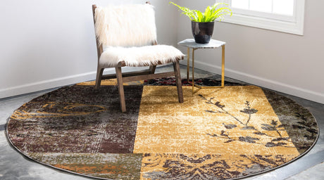 Beige 4' 1 x 4' 1 Barista Round Area Rug 100% Polypropylene Abstract Modern Geometric Carpet for Living Room Dining Office Dorm Room Decor for Sale at Rug Engine