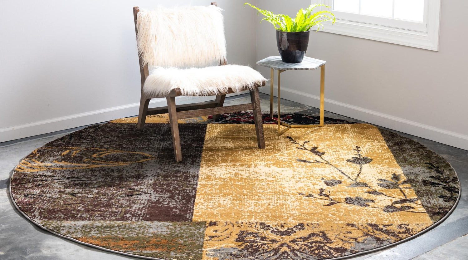 Beige 3' 1 x 3' 1 Barista Round Area Rug 100% Polypropylene Abstract Modern Geometric Carpet for Living Room Dining Office Dorm Room Decor for Sale at Rug Engine