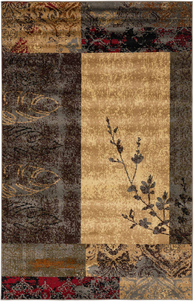 Beige 5' 3 x 8' Barista Rectangle Area Rug 100% Polypropylene Abstract Modern Geometric Carpet for Living Room Dining Office Dorm Room Decor for Sale at Rug Engine
