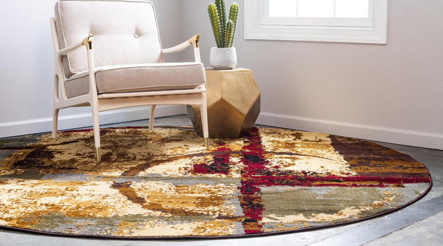 Multicolor 10' x 10' Barista Round Area Rug 100% Polypropylene Abstract Modern Geometric Carpet for Living Room Dining Office Dorm Room Decor for Sale at Rug Engine