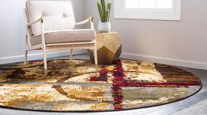 Multicolor 7' 10 x 7' 10 Barista Round Area Rug 100% Polypropylene Abstract Modern Geometric Carpet for Living Room Dining Office Dorm Room Decor for Sale at Rug Engine