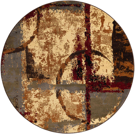 Multicolor 7' 10 x 7' 10 Barista Round Area Rug 100% Polypropylene Abstract Modern Geometric Carpet for Living Room Dining Office Dorm Room Decor for Sale at Rug Engine