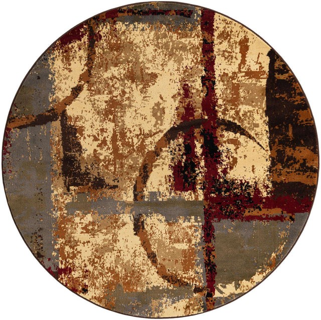 Multicolor 7' 10 x 7' 10 Barista Round Area Rug 100% Polypropylene Abstract Modern Geometric Carpet for Living Room Dining Office Dorm Room Decor for Sale at Rug Engine