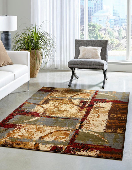 Multicolor 9' x 12' Barista Rectangle Area Rug 100% Polypropylene Abstract Modern Geometric Carpet for Living Room Dining Office Dorm Room Decor for Sale at Rug Engine