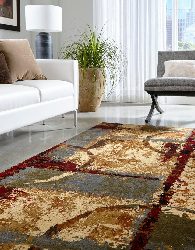 Multicolor 9' x 12' Barista Rectangle Area Rug 100% Polypropylene Abstract Modern Geometric Carpet for Living Room Dining Office Dorm Room Decor for Sale at Rug Engine