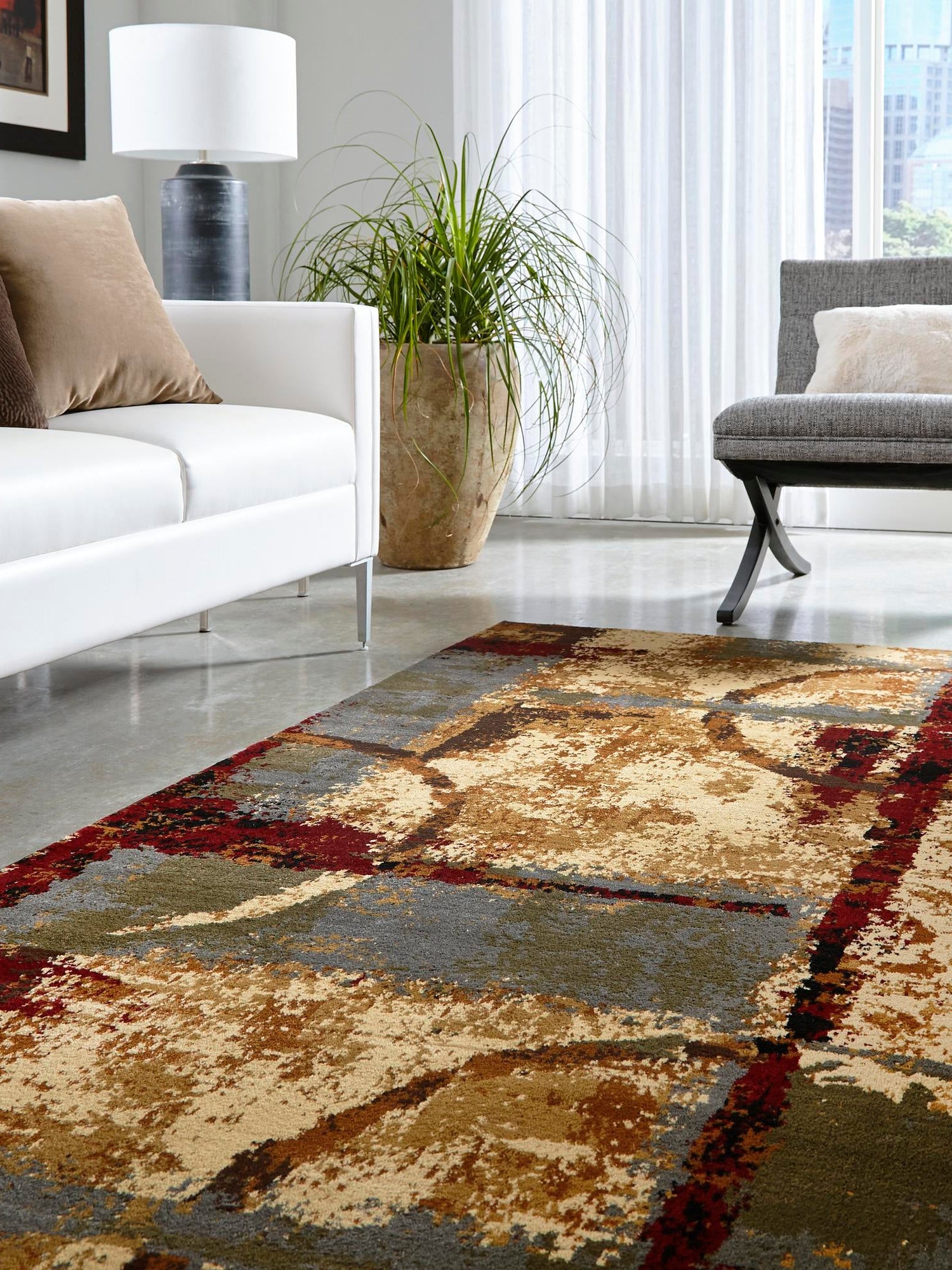 Multicolor 7' 10 x 10' Barista Rectangle Area Rug 100% Polypropylene Abstract Modern Geometric Carpet for Living Room Dining Office Dorm Room Decor for Sale at Rug Engine