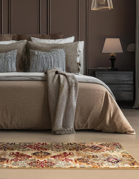 Beige 2' 7 x 12' Barista Runner Area Rug 100% Polypropylene Abstract Modern Geometric Carpet for Living Room Dining Office Dorm Room Decor for Sale at Rug Engine