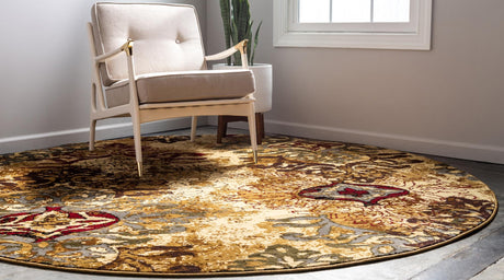 Beige 3' 1 x 3' 1 Barista Round Area Rug 100% Polypropylene Abstract Modern Geometric Carpet for Living Room Dining Office Dorm Room Decor for Sale at Rug Engine