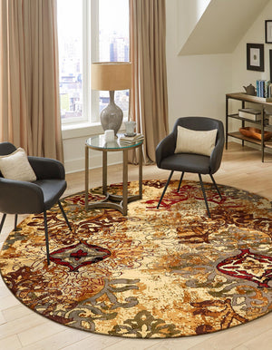 Beige 10' x 10' Barista Round Area Rug 100% Polypropylene Abstract Modern Geometric Carpet for Living Room Dining Office Dorm Room Decor for Sale at Rug Engine
