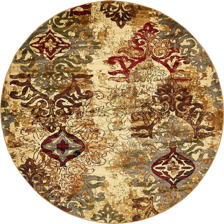 Beige 7' 10 x 7' 10 Barista Round Area Rug 100% Polypropylene Abstract Modern Geometric Carpet for Living Room Dining Office Dorm Room Decor for Sale at Rug Engine