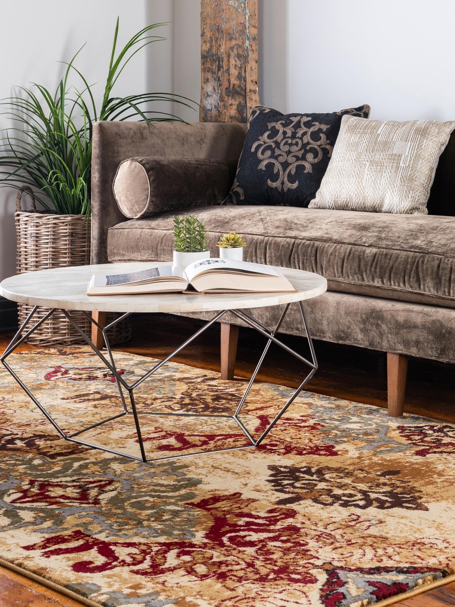 Beige 5' 3 x 8' Barista Rectangle Area Rug 100% Polypropylene Abstract Modern Geometric Carpet for Living Room Dining Office Dorm Room Decor for Sale at Rug Engine