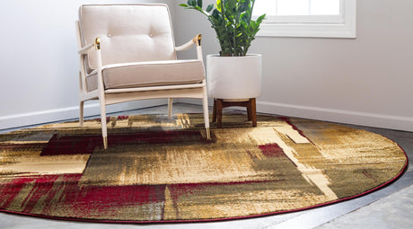 Multicolor 6' 1 x 6' 1 Barista Round Area Rug 100% Polypropylene Abstract Modern Geometric Carpet for Living Room Dining Office Dorm Room Decor for Sale at Rug Engine