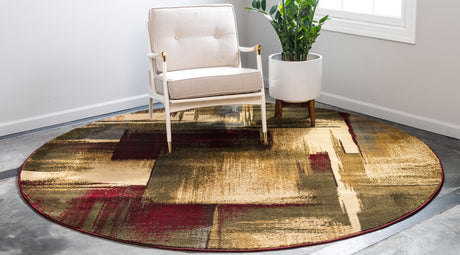 Multicolor 4' 1 x 4' 1 Barista Round Area Rug 100% Polypropylene Abstract Modern Geometric Carpet for Living Room Dining Office Dorm Room Decor for Sale at Rug Engine