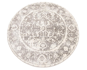 Gray 4' 1 x 4' 1 New Classical Round Area Rug 70% Polypropylene & 30% Polyester Traditional Vintage Distressed Carpet for Interior Design Home Decor for Sale at Rug Engine