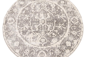 Gray 4' 1 x 4' 1 New Classical Round Area Rug 70% Polypropylene & 30% Polyester Traditional Vintage Distressed Carpet for Interior Design Home Decor for Sale at Rug Engine