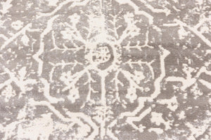 Gray 4' 1 x 4' 1 New Classical Round Area Rug 70% Polypropylene & 30% Polyester Traditional Vintage Distressed Carpet for Interior Design Home Decor for Sale at Rug Engine