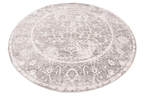 Gray 8' x 8' New Classical Round Area Rug 70% Polypropylene & 30% Polyester Traditional Vintage Distressed Carpet for Interior Design Home Decor for Sale at Rug Engine