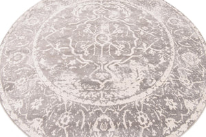 Gray 8' x 8' New Classical Round Area Rug 70% Polypropylene & 30% Polyester Traditional Vintage Distressed Carpet for Interior Design Home Decor for Sale at Rug Engine