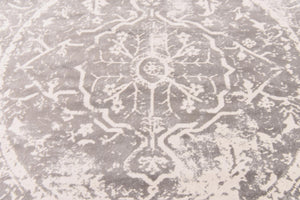 Gray 8' x 8' New Classical Round Area Rug 70% Polypropylene & 30% Polyester Traditional Vintage Distressed Carpet for Interior Design Home Decor for Sale at Rug Engine