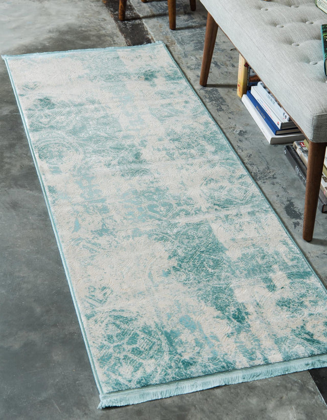 Blue 2' 7 x 10' New Classical Runner Area Rug 70% Polypropylene & 30% Polyester Traditional Vintage Distressed Carpet for Interior Design Home Decor for Sale at Rug Engine