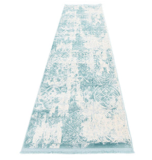 Blue 2' 7 x 10' New Classical Runner Area Rug 70% Polypropylene & 30% Polyester Traditional Vintage Distressed Carpet for Interior Design Home Decor for Sale at Rug Engine